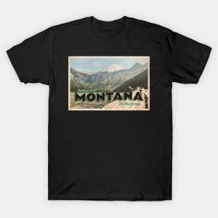 Greetings from Montana - Vintage Travel Postcard Design T-Shirt